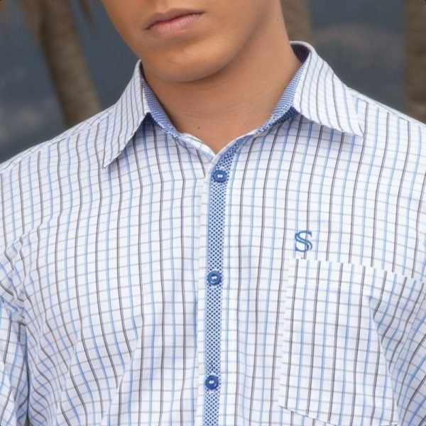 Alternative view of <b>GALO</b>. Camisa 100% algodón a cuadros con detalles en cuello y puños.