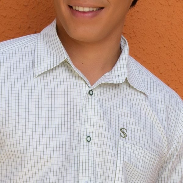 Alternative view of <b>GUILLER</b>. Camisa de poliéster y algodón manga corta a cuadros.