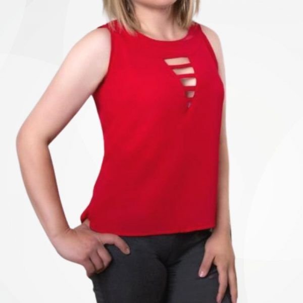 Alternative view of <b>VERONICA</b>. Blusa de seda sin manga.